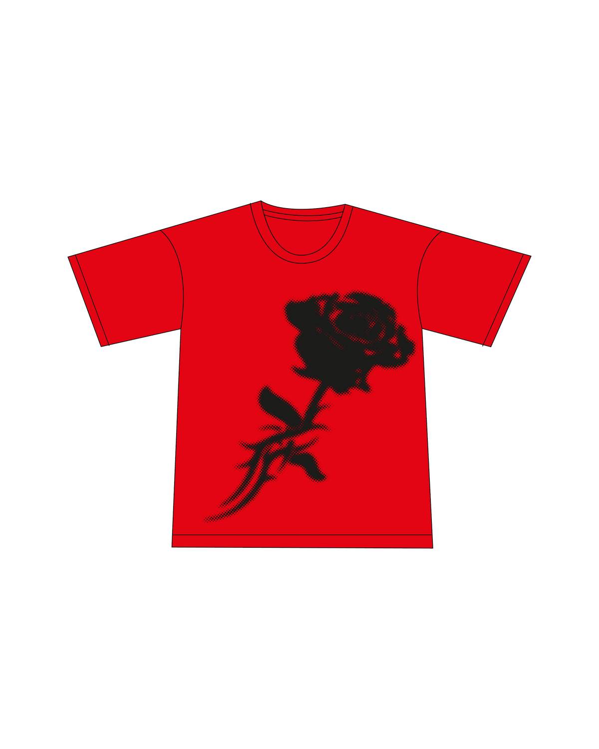 Baby tee Rosa Negra de viruslove, serigrafía hecha a mano