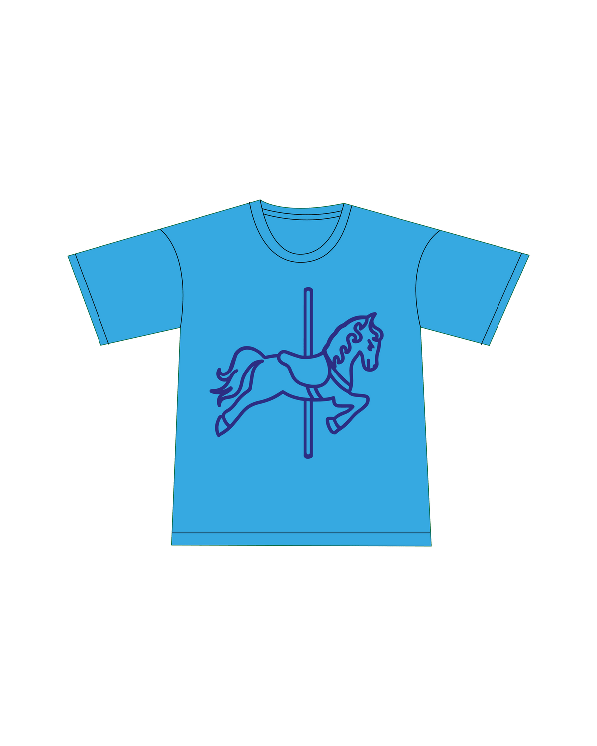 Baby tee Pegaso Azul de viruslove, serigrafía con brillo hecha a mano