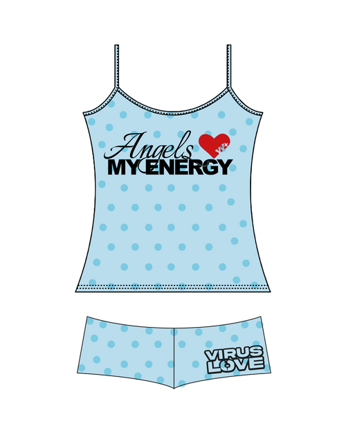 Conjunto de tirantes Angels de viruslove, serigrafía con brillo